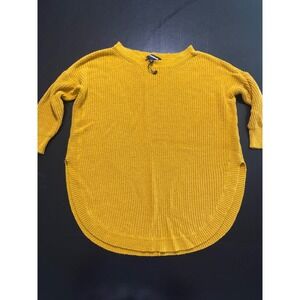 Express Mustard Yellow Shaker Stitch Knit Crew Neck Oversized Sweater Womens‎ M